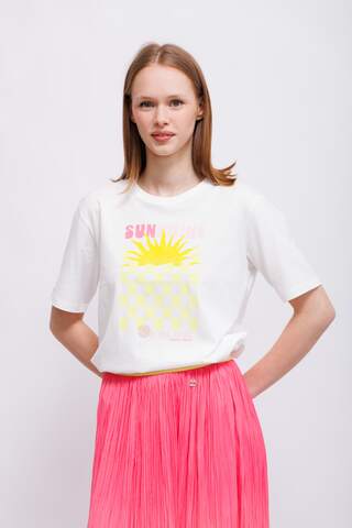 Marc Cain Sports Футболка хлопковая с солнечным узором. Эко-линейка ReThink Together