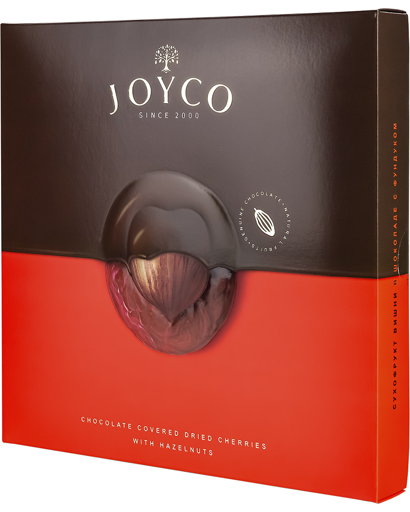 Шоколадные конфеты JOYCO Сухофрукт вишни в шоколаде с фундуком 170 гр.