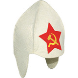 Буденовка для бани Серп и молот белая - 2