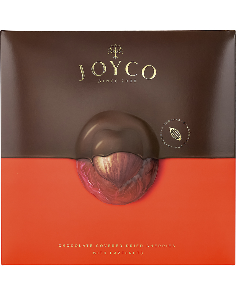 Шоколадные конфеты JOYCO Сухофрукт вишни в шоколаде с фундуком 170 гр.