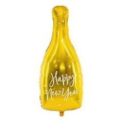 Шар ПД Фигура, Бутылка шампанского, Happy New Year, Золото, 33