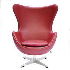 Кресло EGG CHAIR красный, натуральная кожа