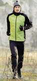 Премиальный костюм для лыж и зимнего бега Nordski Hybrid Hood Black/Lime