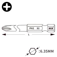 Бита PH2 х50мм Impact(ударная) S2 10шт SGS 6350-PH2-IB-10