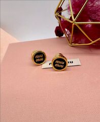 Серьги-пусеты MIUMIU круглые с эмалью