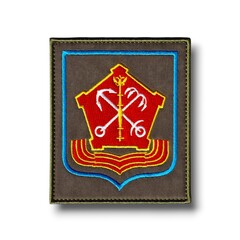Шеврон Нарукавный ЛенВО / ЛВО ( Ленинградский Военный Округ ) Офисный / Олива С Голубым Кантом