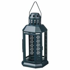 Подсвечник фонарь IKEA ENRUM (ЭНРУМ), Темно-синий, 22 см
