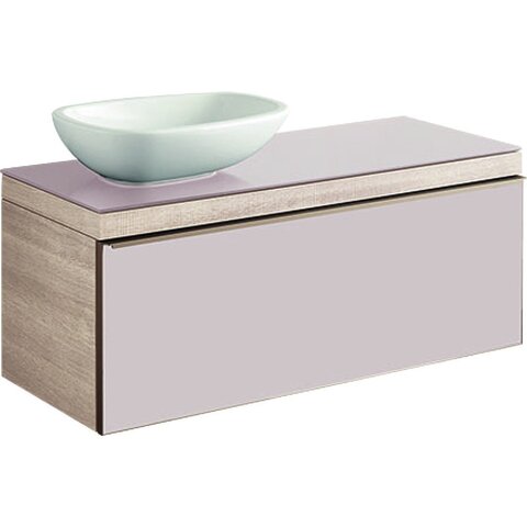 Geberit Citterio 500.561.JI.1 Тумба для раковины 118.4x54.3x50.4см, бежевый / глянцевое стекло, светлый дуб / меламин, структура дерева