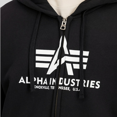 Толстовка Alpha Industries Basic Big Logo Zip Hoodie Black (Черная)