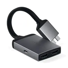 Адаптер Satechi USB-C Dual HDMI Adapter для MacBook с двумя портами USB-C PD серый космос