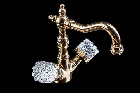 Boheme Crystal 292-CRST Смеситель для раковины высокий, цвет: золото