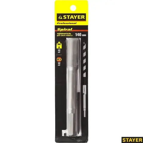 STAYER 300 мм, HEХ 12.5 мм, удлинитель для сверл левиса (2952-12-300)