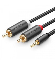 Кабель UGREEN AV102 (10772) 3.5mm Male to 2RCA Male Audio Cable 1m, серый