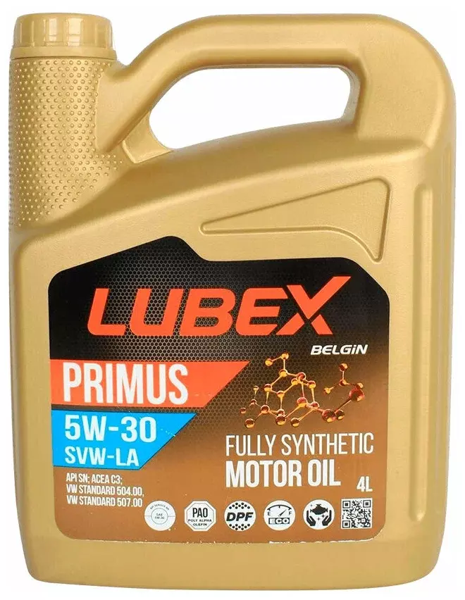 Моторное масло LUBEX PRIMUS SVW-LA 5W-30 синтетическое 4л