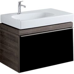 Geberit Citterio 500.557.JJ.1 Тумба для раковины 73.4x55.4x50.4см, черный / глянцевое стекло, темный дуб / меламин, структура дерева фото