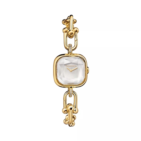 Часы - браслет из жёлтого золота 18k с бриллиантами, Tiffany ⚜️Hard Wear watch pearl