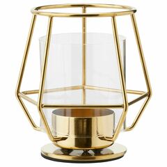 Подсвечник IKEA PARLBAND (ПЭРЛЬБАНД), Золотой, Металл, Стекло, 10 см