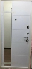 Входная металлическая дверь Кредо зеркало 19 Белый софт (матовый, без текстуры) / Велютто верде с патиной