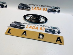Комплект Антихром Эмблема + надпись LADA (Черный лак)