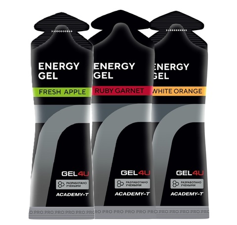 Набор энергетических гелей GEL4U Energy GEL 60 г гранат-апельсин-яблоко 3 шт