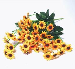 Подсолнухи декоративные мини, искусственные цветы, 22 цветка, букет 33 см, набор 3 букета.