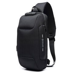 Рюкзак однолямочный Ozuko 9223L черный с USB зарядкой, кодовым замком