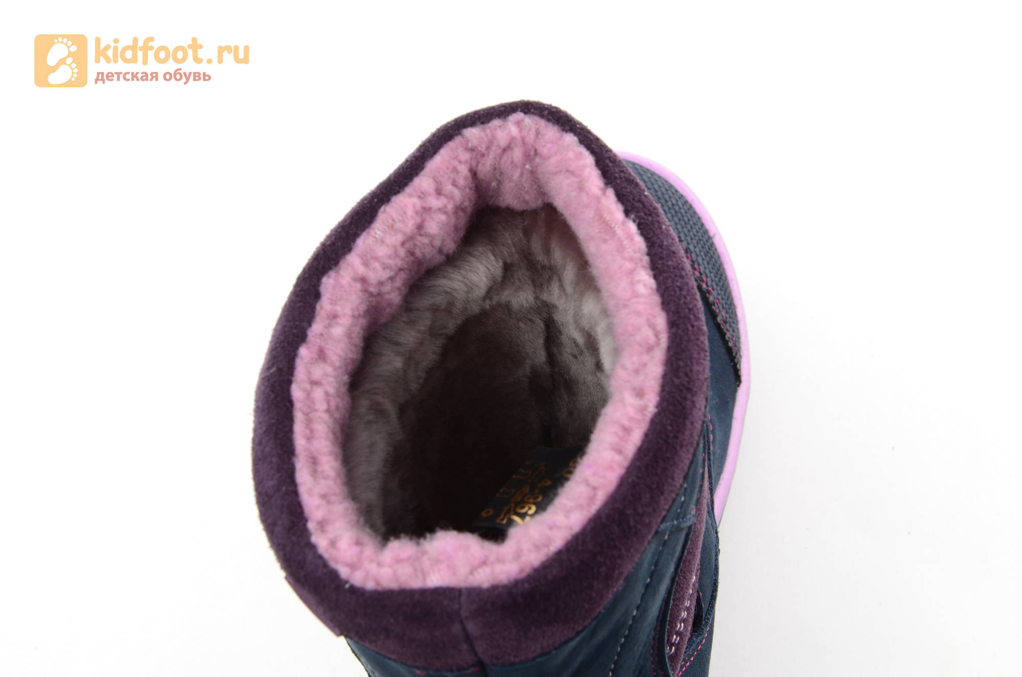 Зимние сапоги для девочек из натуральной кожи на меху Лель, цвет черника