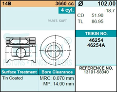 Поршень двигателя TEIKIN 46254 0.50 (4шт/упак)