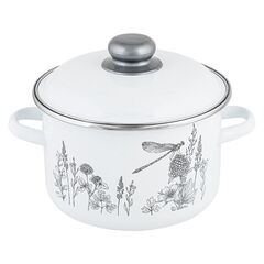 Кастрюля сталь, эмал, 4 л, с крыш, крышка сталь, Appetite, Flora-2, 1RD201M, индукц