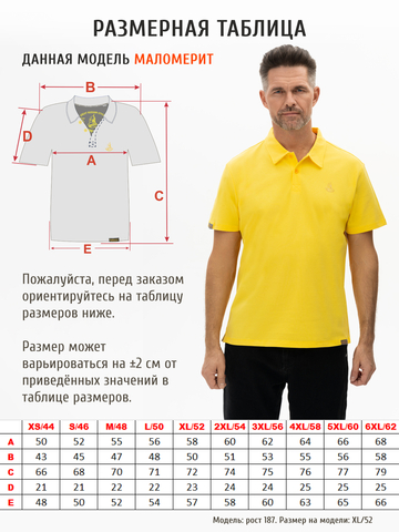 Поло жёлтого цвета мужское