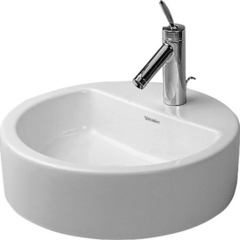Duravit 446480000 Раковина накладная круглая 480 мм, с 1 отв под смеситель, с переливом, цвет белый фото