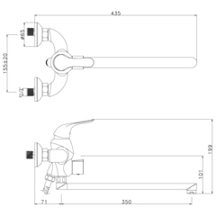 Смеситель для ванны с плоским поворотным изливом LEMARK SWAN – LM5451BG