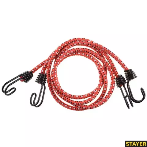 STAYER 100 см, d 8 мм, c двойным стальным крюком, 2 шт, резиновый, крепежный шнур, Professional (40506-100)