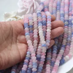 Тонированный кварц, розово-голубой микс, рондель, 8,5*5 мм, нить, К134