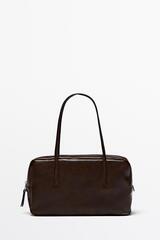 Massimo Dutti Миниатюрная цилиндрическая сумка из кожи наппа, коричневый