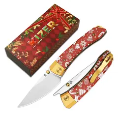 Фото Складной нож Kizer Christmas Mini MoMo, сталь Nitro-V, рукоять микарта/алюминий, ограниченный тираж
