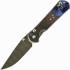 Фото Складной нож Chris Reeve Large Sebenza 21 Unique Graphics, сталь Devin Thomas Ladder Damascus, рукоять титановый сплав со вставкой агат