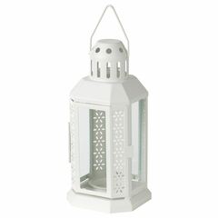 Подсвечник фонарь IKEA ENRUM (ЭНРУМ), Белый, 22 см
