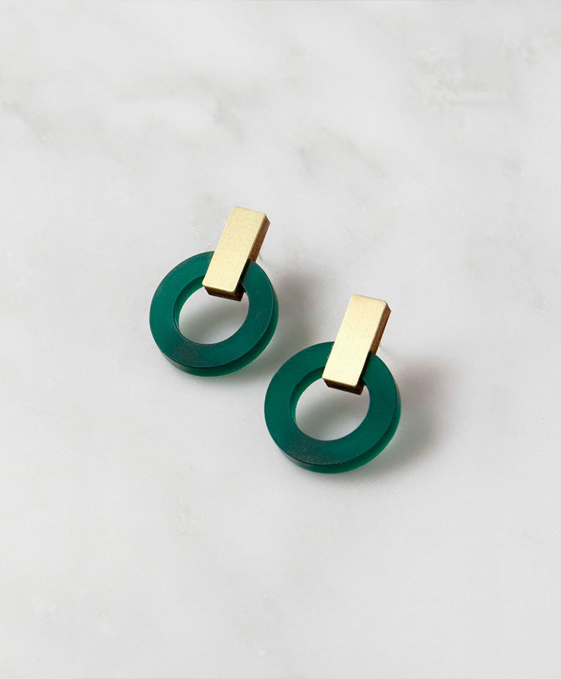 Серьги Orbit Earrings Dark Green