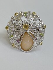 Опал (кольцо из серебра с позолотой)