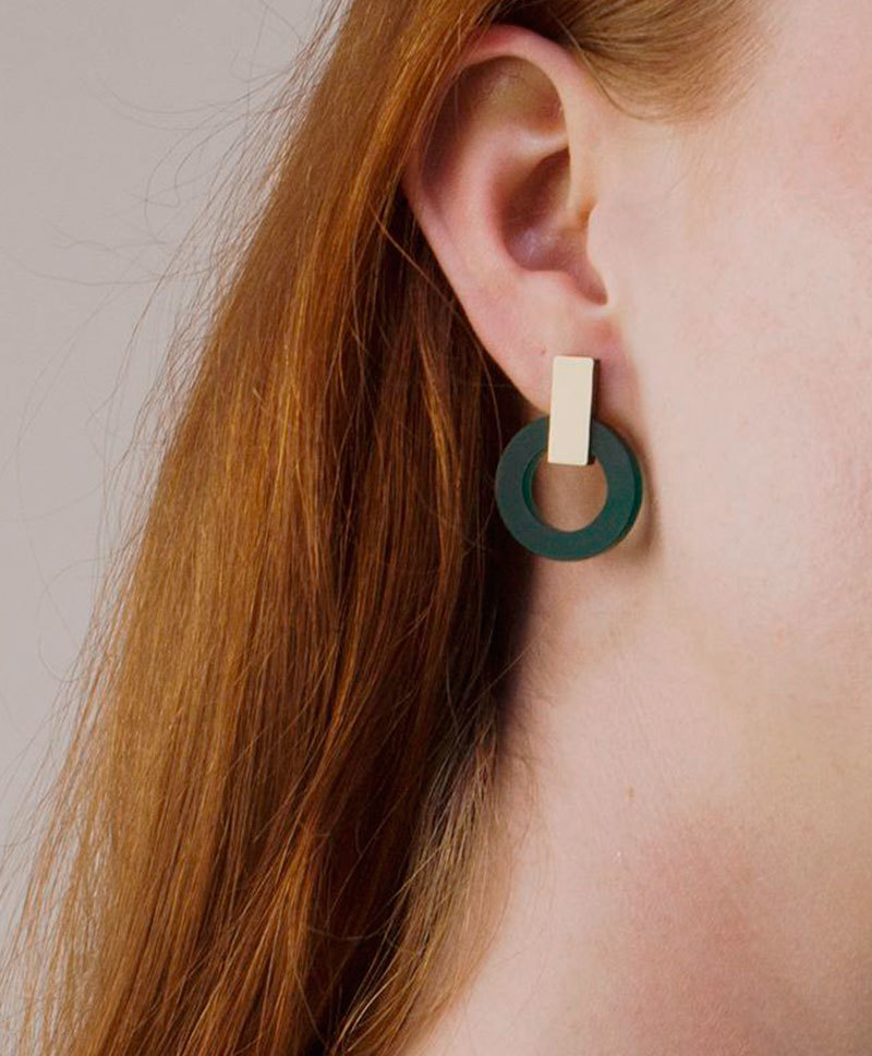 Серьги Orbit Earrings Dark Green