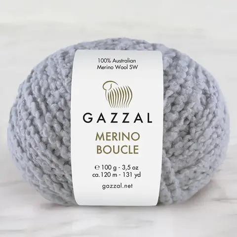 Пряжа Gazzal Merino Boucle 3773 серый