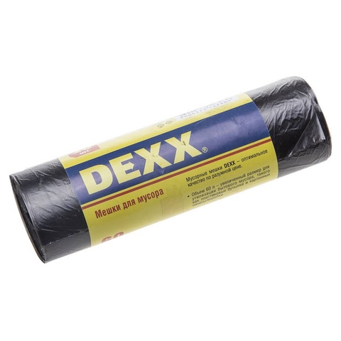 DEXX 60 л, 20 шт, черные, мусорные мешки (39150-60)