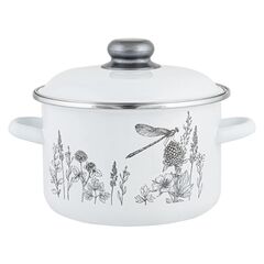 Кастрюля сталь, эмал, 5.5 л, с крыш, крышка сталь, Appetite, Flora-2, 1RD221M, индукц