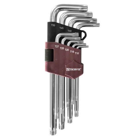 Thorvik TTK9S Набор ключей торцевых T-TORX® с центрированным штифтом, Т10H-T50H, 9 предметов 53150
