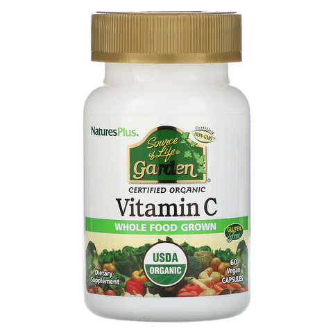Nature's Plus, Source of Life Garden, сертифицированный органический витамин C, 60 растительных капсул