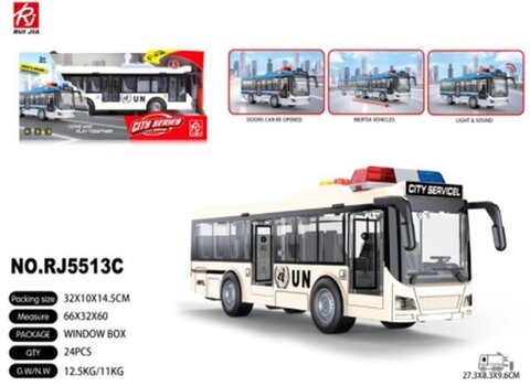 Автобус инерционный светомузыкальный ЮНИСЕФ, 32*15см