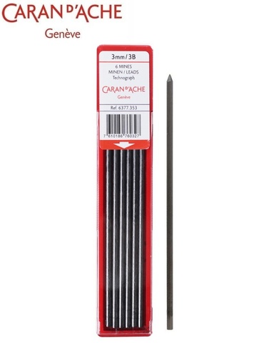 Грифели Caran d’Ache Technograph для Fixpencil, 3,00 mm, 6 штук, HB (6377.350)