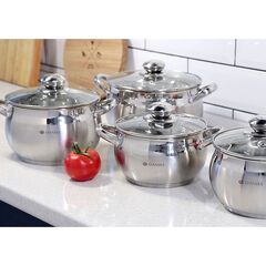 Кастрюля нерж, 1.9 л, с крыш, Daniks, Классика, SD-16, индукц