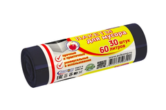 Мешки для мусора Avikomp, 9 мкм, 60 л, рулон 30 шт, черные, 25261